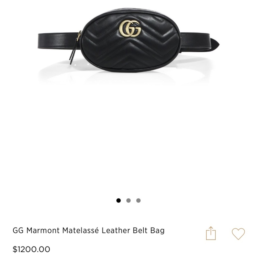 Gucci Black GG Marmont Matelassé Leather Belt Bag with Gold Hardware